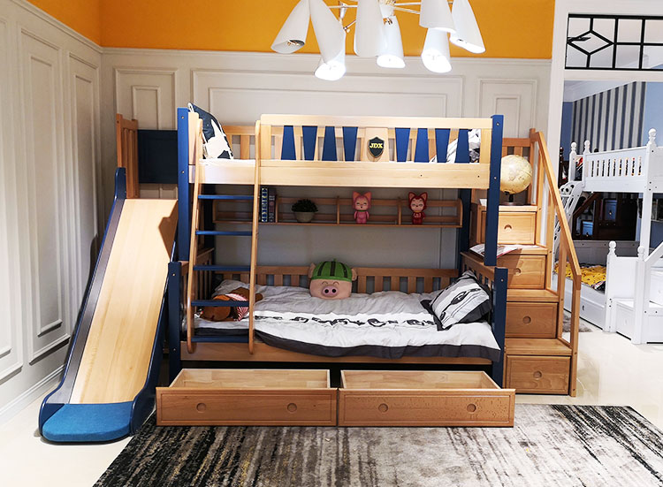 櫸木爬梯多功能雙層床