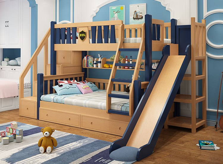 櫸木子母床滑梯款